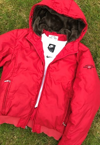 RETRO RED RALPH LAUREN FAUX FUR LINED PUFFER COAT