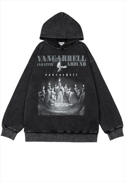 Jesus hoodie fleece Gothic pullover baroque top vintage grey