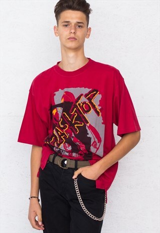 90S VINTAGE RED REEBOK LOGO CREW NECK T-SHIRT