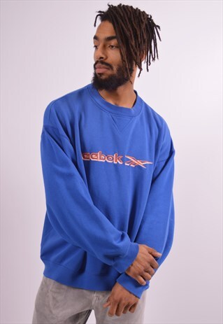 REEBOK MENS VINTAGE SWEATSHIRT JUMPER XL BLUE 90S