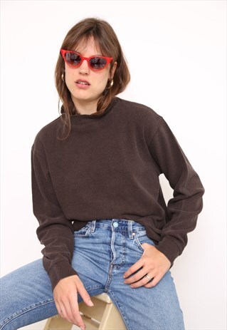 VINTAGE 90S BROWN POLO HIGH TURTLE ROLL NECK TOP