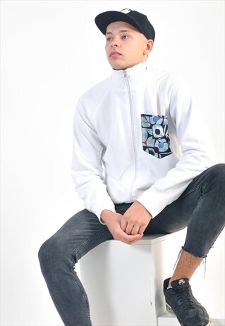 VINTAGE REWORKED TRACK JACKET IN WHITE