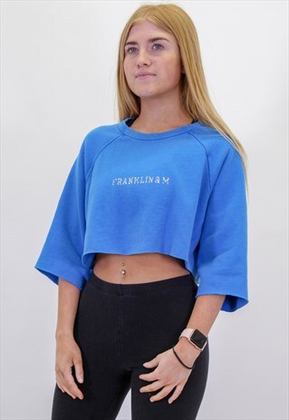 VINTAGE CROPPED SWEATSHIRT IN MEDIUM BLUE