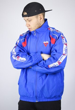 VINTAGE MENS DIADORA TRACK SUIT STRIPES JACKET