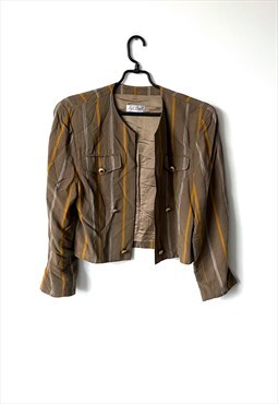 Crop Brown Striped Jacket 