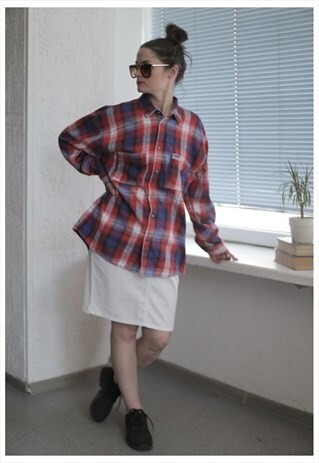 VINTAGE 80'S MULTI COLOUR CHECKED LONG SLEEVE SHIRT