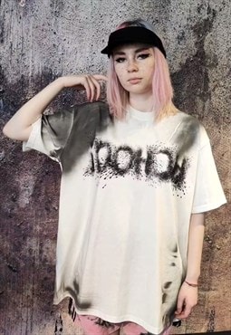 Tie-dye washed out tee gradient print t-shirt in white