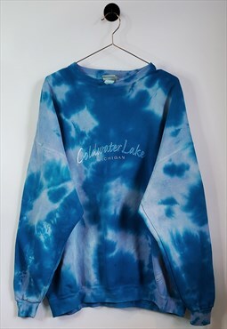 Upcycled Vintage 90s Embroidered Tie-dye Sweatshirt Size XXL