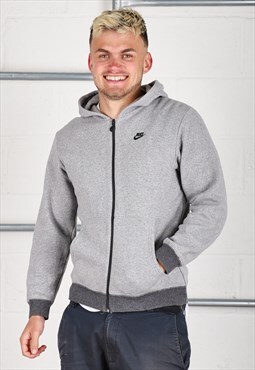 Vintage Nike Hoodie in Grey Zip Up Sports Jumper Medium