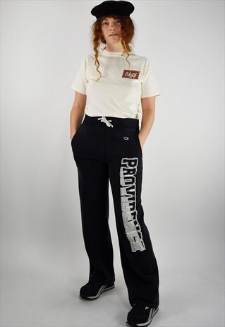 90S CHAMPION WASHED BLACK 'PROVIDENCE' SWEAT PANTS JOGGERS