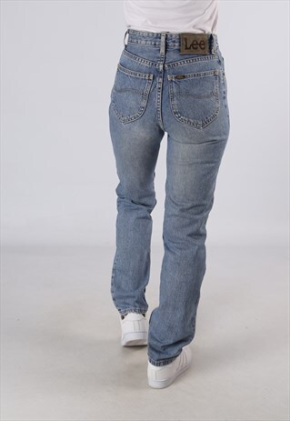 VINTAGE LEE HIGH WAISTED DENIM JEANS STRAIGHT LEG UK 8 (A5M)