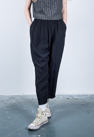 VINTAGE 1990S BLACK HIGH-WAISTED TROUSER