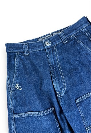 Energie Vintage Y2K Blue shorts Embroidered detail