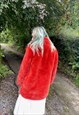 VINTAGE 90S SIZE LARGE FAUX FUR RED TRENCH COAT