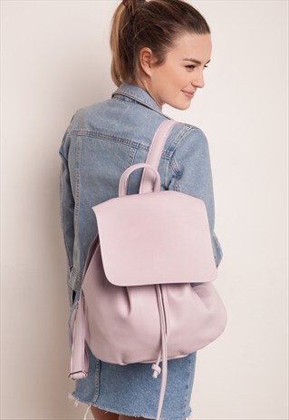 FAUX LEATHER FOLDOVER BACKPACK