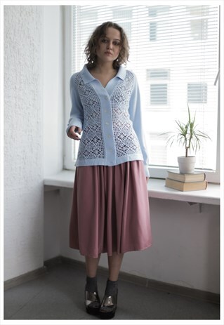 VINTAGE 80'S LIGHT BLUE KNITTED CARDIGAN