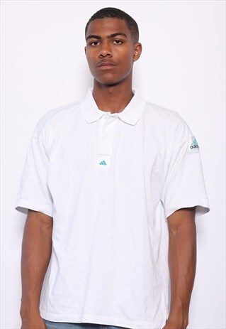 VINTAGE ADIDAS EQUIPMENT LOGO POLO SHIRT WHITE