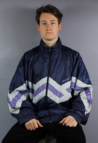 VINTAGE ADIDAS WINDBREAKER JACKET IN PURPLE WITH POCKETS AND