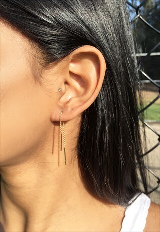 ROSE GOLD CHAIN THREAD EARRINGS - SURADESIRES