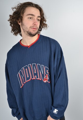 VINTAGE STARTER INDIANS SWEATSHIRT IN BLUE