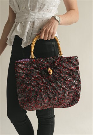 VINTAGE 70S BOHO HAND BAG IN PURPLE