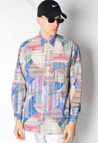 VINTAGE 90S COLOURFUL ABSTRACT LONG SLEEVE SHIRT