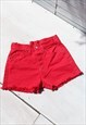 Replay 90s stock coral red denim cropped high waist shorts