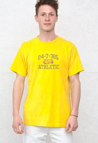 90S VINTAGE YELLOW NIKE CREW NECK LOGO T-SHIRT