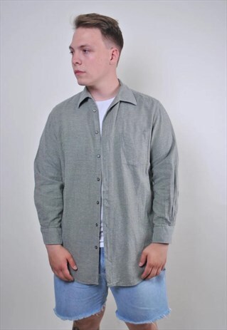 80S WORKER LONG SLEEVE GRAY HERITAGE SHIRT, SIZE L