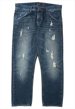 Vintage Energie Feder Distressed Blue Jeans Womens