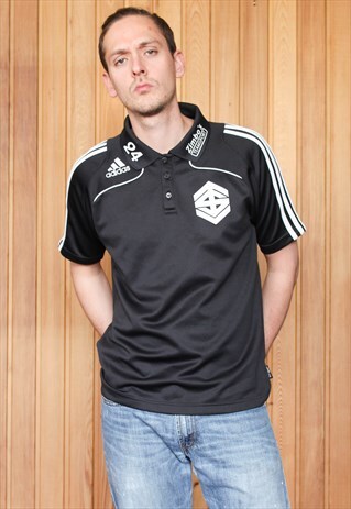 VINTAGE 1990S BLACK ADIDAS FOOTBALL SHIRT