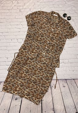 Vintage Tiger Print Patterned Dress & Shirt Co Ord Set