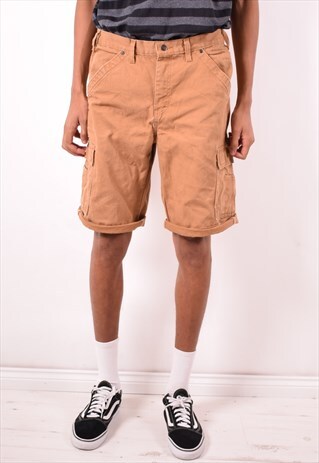 DICKIES MENS VINTAGE CARGO SHORTS W34 BROWN 90S