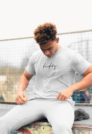 SCRIBBLE TEXT LOGO GRAPHIC T-SHIRT - HEATHER GREY