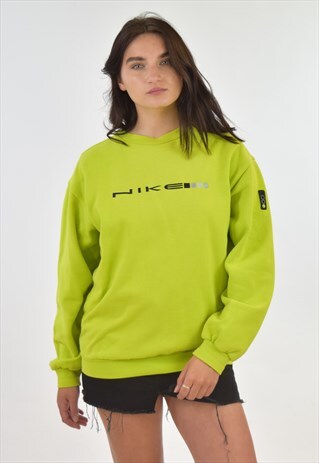 VINTAGE 90S LIME GREEN NIKE CREW NECK SWEATSHIRT