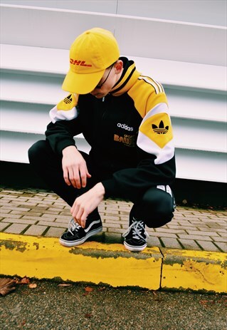 VINTAGE 90S BLACK AND YELLOW FOOTBALL ADIDAS TRACK JACKET