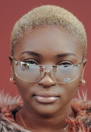 AISHA CLEAR RIMLESS VINTAGE SUNGLASSES RETRO 80S 90S