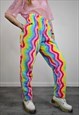 RAINBOW FLEECE JOGGERS HANDMADE GAY PANTS CARNIVAL OVERALLS