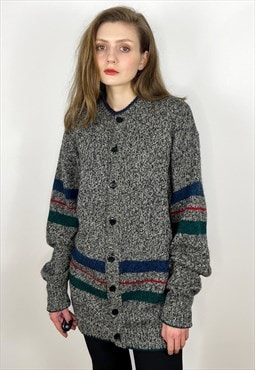 Long Oversized Grey Wool Cardigan Sweater