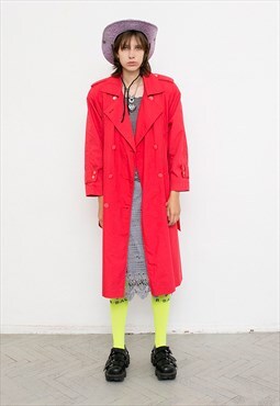 Vintage Trench Coat Red 90s
