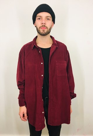 VINTAGE CORD CORDUROY RED SHIRT