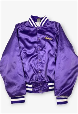 Vintage West Cheerleader Satin Bomber Jacket Purple BV17963