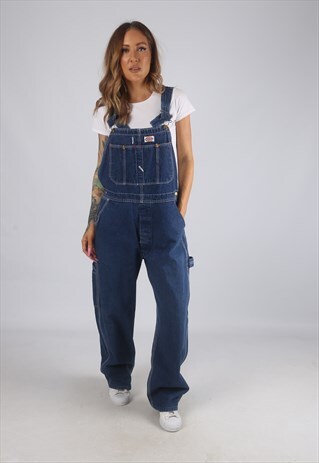 VINTAGE DENIM DUNGAREES DICKIES WIDE LEG UK 12 M (G2J)