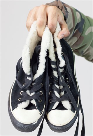VINTAGE CONVERSE SUEDE FUR-LINED TRAINERS