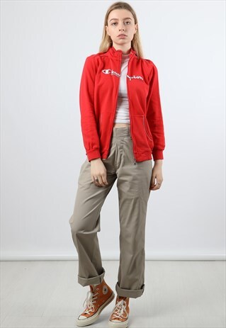 VINTAGE CHAMPION XS RED ZIPPED SWEATSHIRT