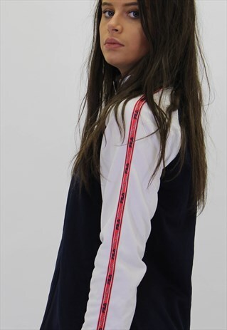 VINTAGE FILA JACKET IN BLUE WITH LOGO ARM STRIPE
