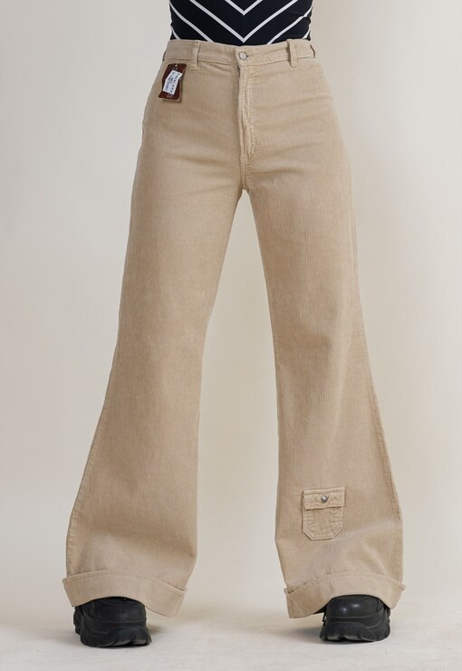 Trisica - High-Waist Corduroy Wide Leg Pants