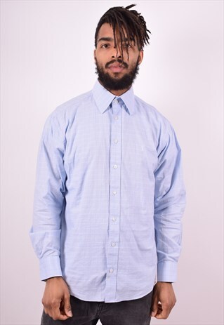 YVES SAINT LAURENT MENS VINTAGE SHIRT MEDIUM BLUE 90'S