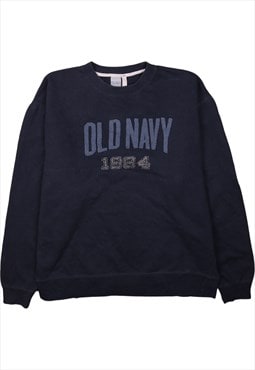 Vintage 90's Old Navy Sweatshirt Spellout Crew Neck Navy