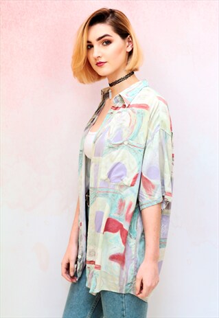 1990S VINTAGE VISCOSE PATTERN OVERSIZED SHIRT